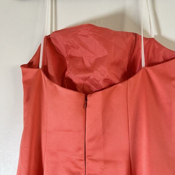 Vintage 90s Cache Strapless Satin Coral Evening Prom Formal Dress Y2K - Picture 5 of 10